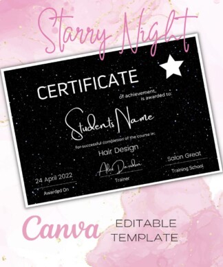 Certificate of Achievement - Starry Night (Canva Editable)