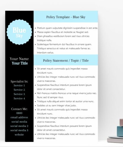 General Policy Template - Blue Sky (Canva Template) Editable