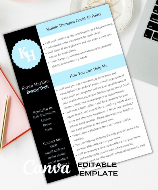 Mobile Therapist Covid-19 Policy (Canva Template) Editable