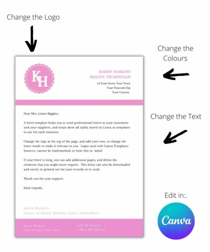 Letter / Letterhead Simple KH (Canva Template - Editable) A4 - Image 3