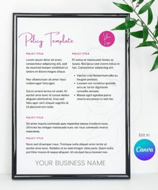 General Policy Template - Pink Swirl (Canva Template) Editable