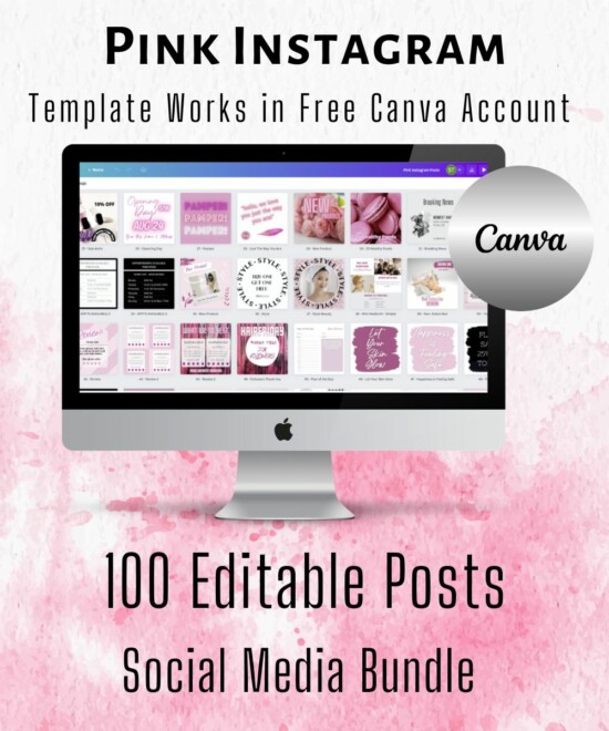 Instagram Posts - Pink Bundle of 100 (Canva Template - Editable)