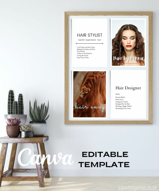 Hair Design Wall Art 1 (Canva Template - Editable) A4, Poster and Graphic