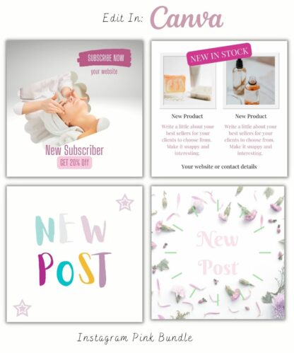 Instagram Posts - Pink Bundle of 100 (Canva Template - Editable) - Image 13