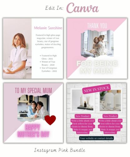 Instagram Posts - Pink Bundle of 100 (Canva Template - Editable) - Image 12