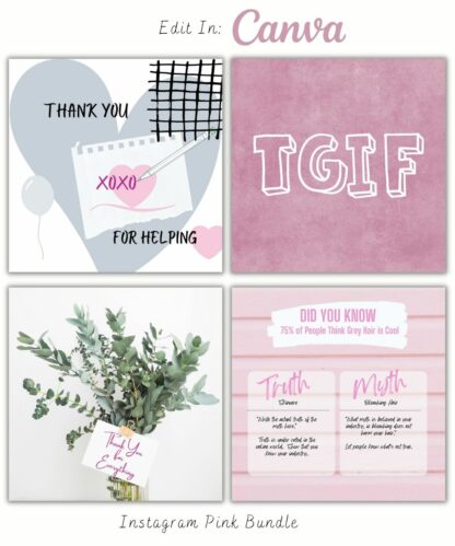 Instagram Posts - Pink Bundle of 100 (Canva Template - Editable) - Image 25