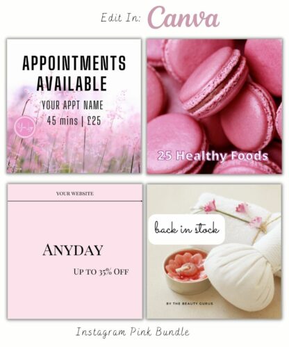 Instagram Posts - Pink Bundle of 100 (Canva Template - Editable) - Image 4