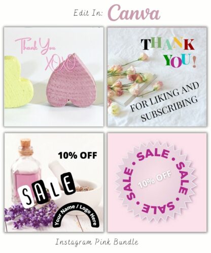 Instagram Posts - Pink Bundle of 100 (Canva Template - Editable) - Image 2