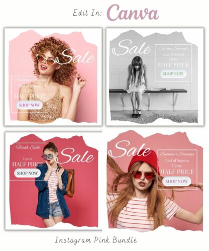 Instagram Posts - Pink Bundle of 100 (Canva Template - Editable) - Image 19