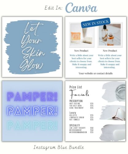 Instagram Posts - Blue Bundle of 100 (Canva Template - Editable) - Image 3