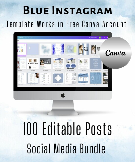 Instagram Posts - Blue Bundle of 100 (Canva Template - Editable)