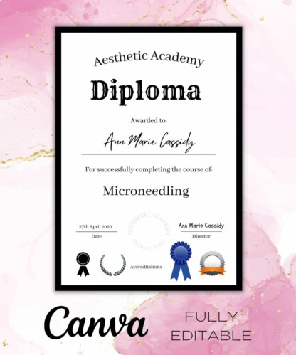 Certificate of Achievement - Aesthetic Academy (Diploma)  (Canva Editable)