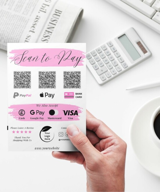 Scan To Pay - Pink Brush (Canva Template) - Image 2