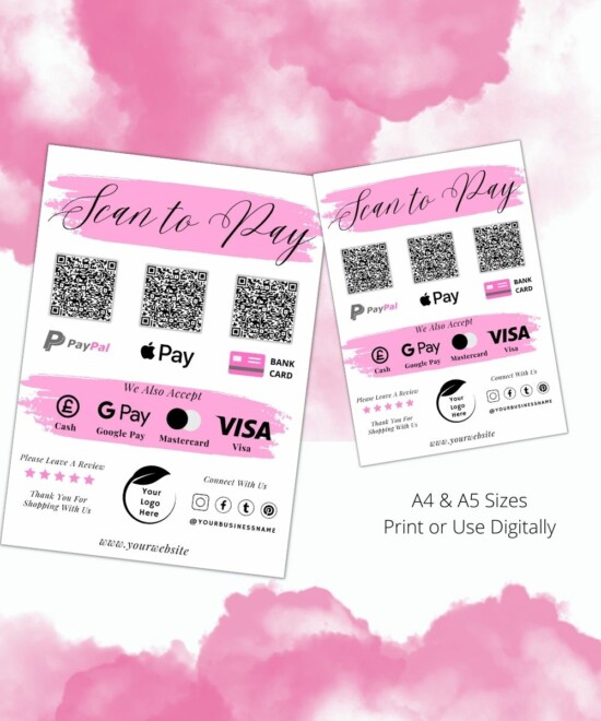 Scan To Pay - Pink Brush (Canva Template) - Image 4