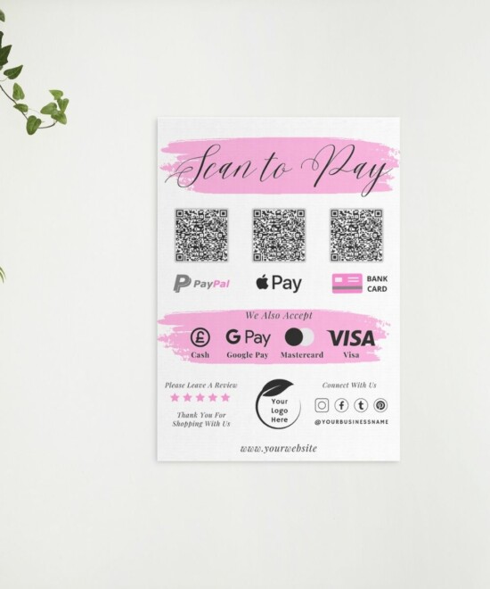 Scan To Pay - Pink Brush (Canva Template) - Image 5