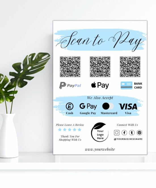 Scan To Pay - Blue Brush (Canva Template)