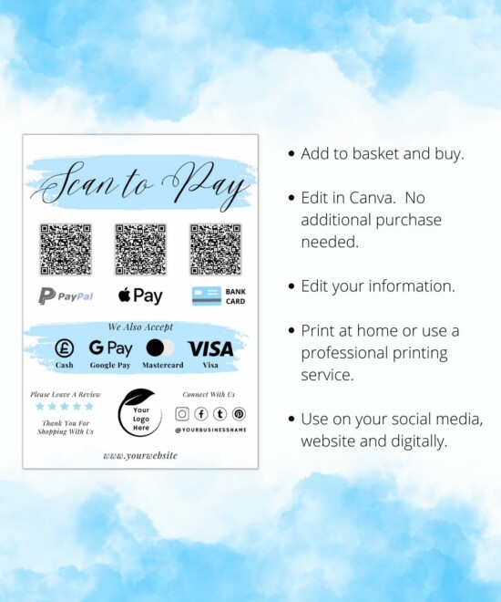 Scan To Pay - Blue Brush (Canva Template) - Image 4