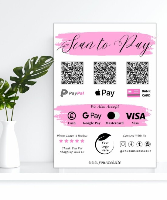 Scan To Pay - Pink Brush (Canva Template)