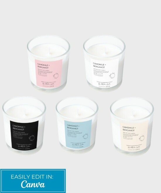 Classy Candle Labels in 4 Sizes and 5 Colours - Easily Edit in Canva - Image 2