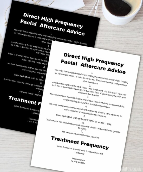 Direct High Frequency Aftercare Advice Template - Monochrome (Canva Template - Editable) - Image 2