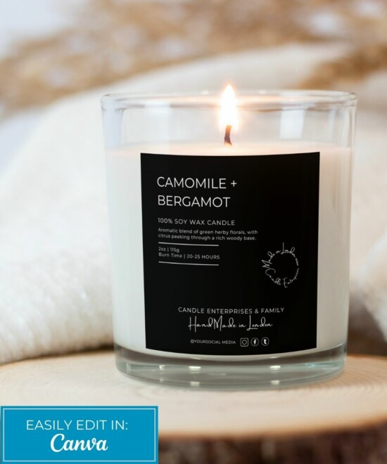 Classy Candle Labels in 4 Sizes and 5 Colours - Easily Edit in Canva - Image 3