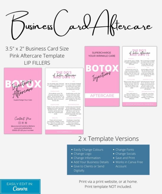 Botox Business Card Aftercare Advice  - (Canva Template - Editable) - Image 4