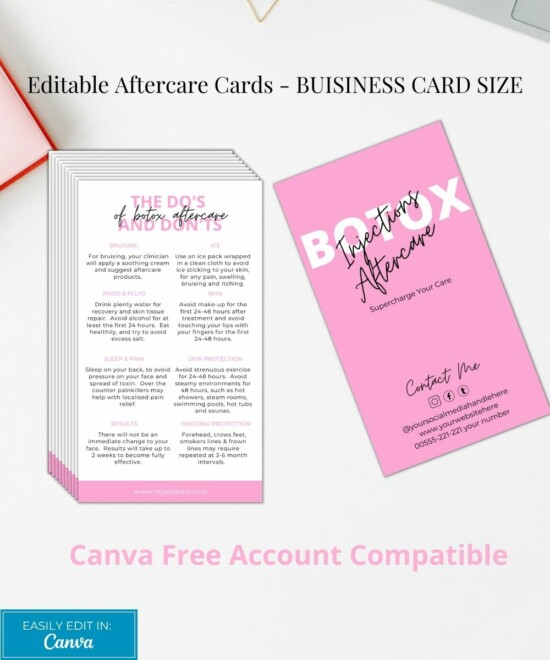 Botox Business Card Aftercare Advice  - (Canva Template - Editable) - Image 2