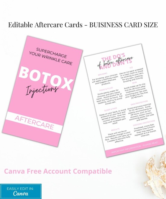 Botox Business Card Aftercare Advice  - (Canva Template - Editable) - Image 3