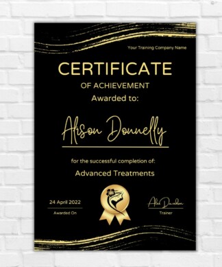 Certificate of Achievement - Black and Gold (Canva Editable)