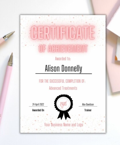 Certificate of Achievement - A Neon Peach (Canva Editable)