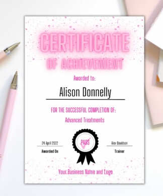 Certificate of Achievement - A Neon Pink (Canva Editable)