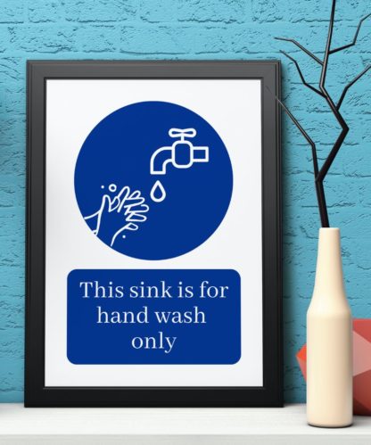 This Sink is for Handwash Only Sign - A4 Blue - Two Options (Canva Template)