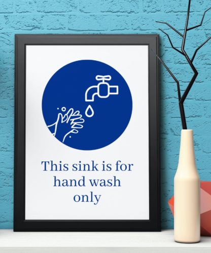 This Sink is for Handwash Only Sign - A4 Blue - Two Options (Canva Template) - Image 2