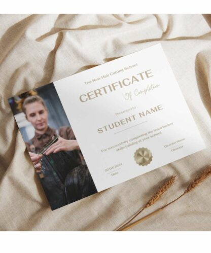 Certificate of Achievement - Barber Academy (Black and Gold)  (Canva Editable) - Image 2